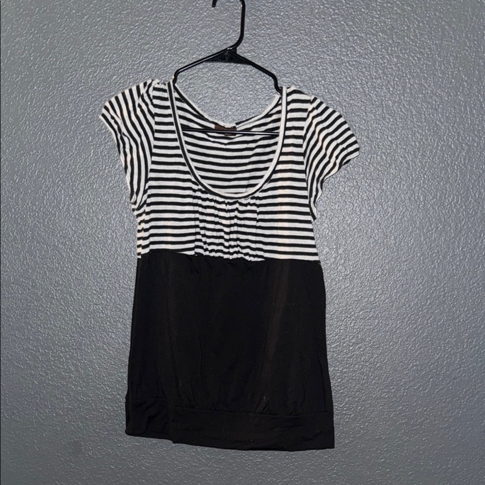 Black and White Striped Women's Top